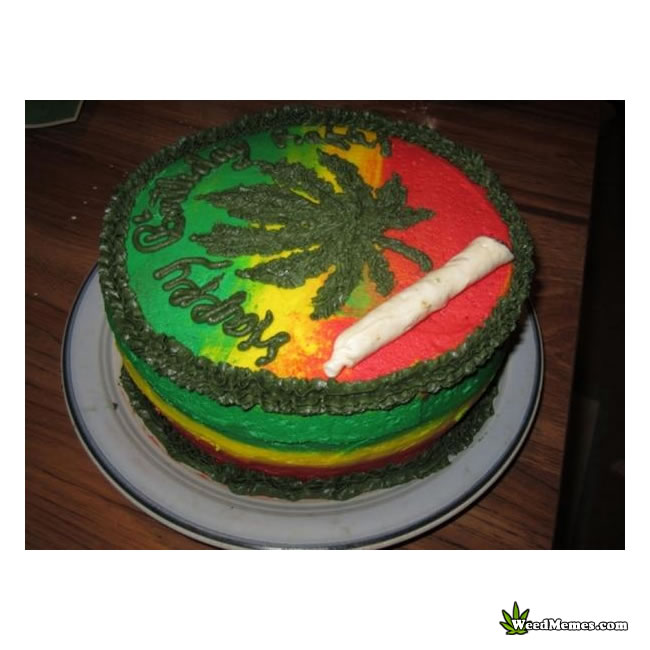 Weed Birthday Cake Jamaican Colors With Leaf And Joint Weed Memes