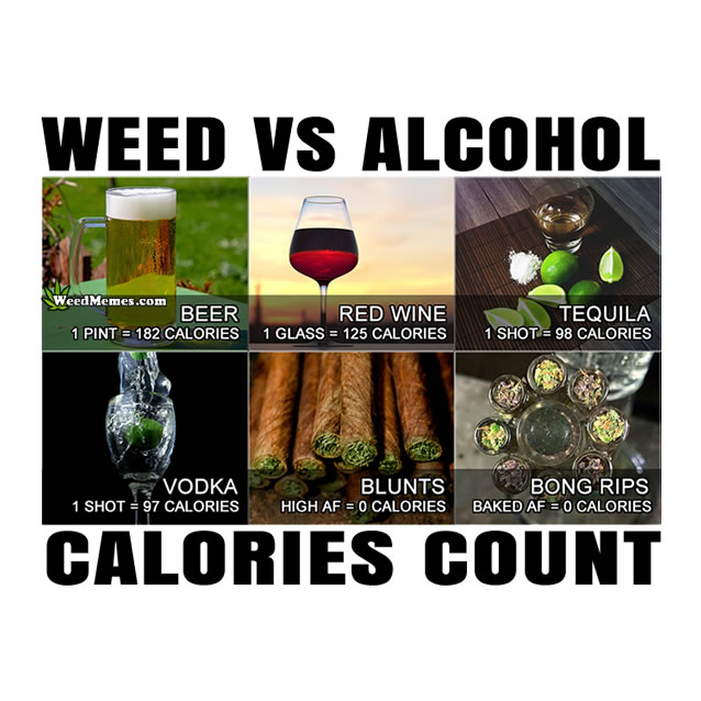 Weed vs Alcohol Calories. 